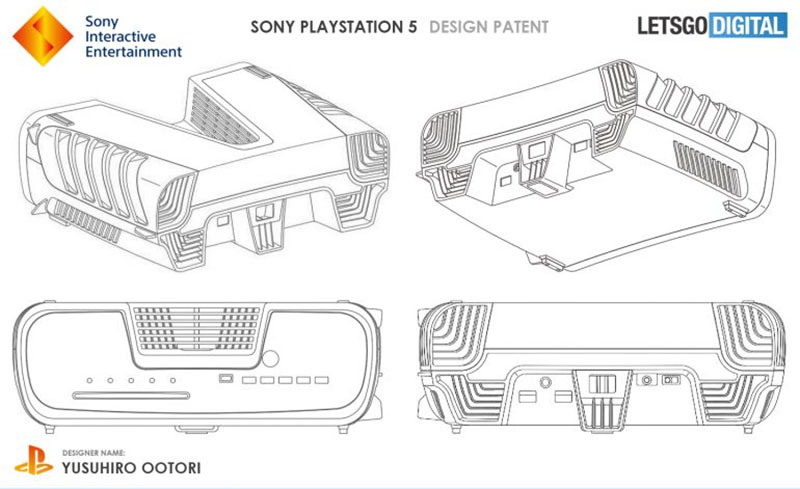 Nova patente da Sony mostra PS5 com design robusto, vários pontos de conexão e ventilação