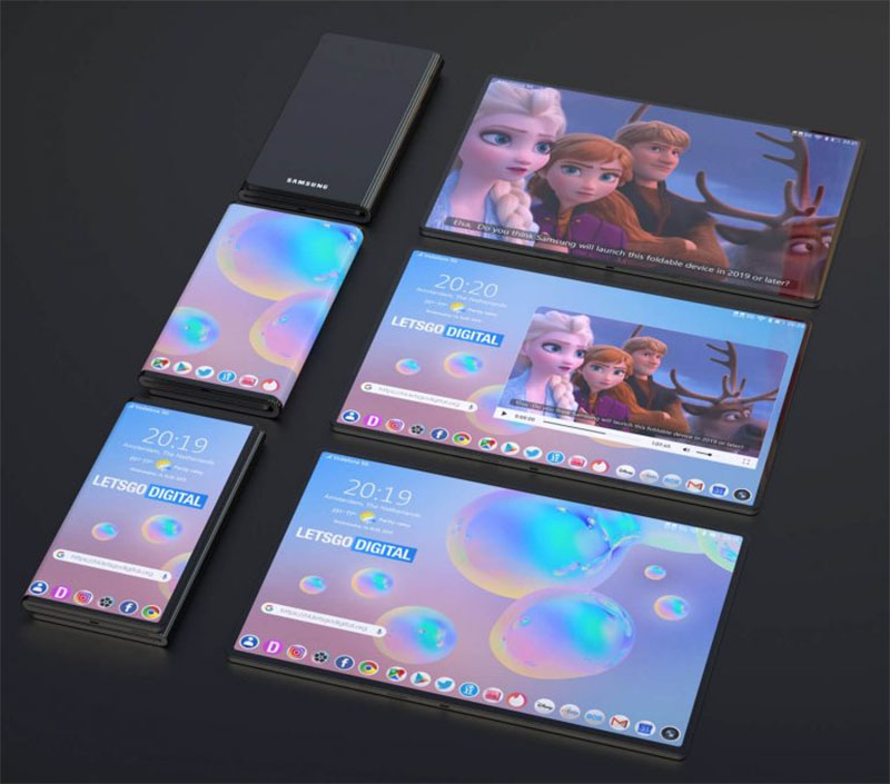 Patente da Samsung mostra smartphone dobrável com três telas