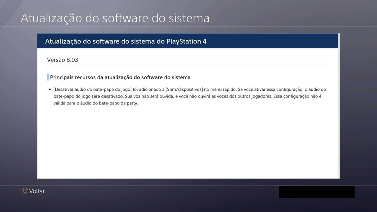 PlayStation 4 ganha atualização de firmware versão 8.03