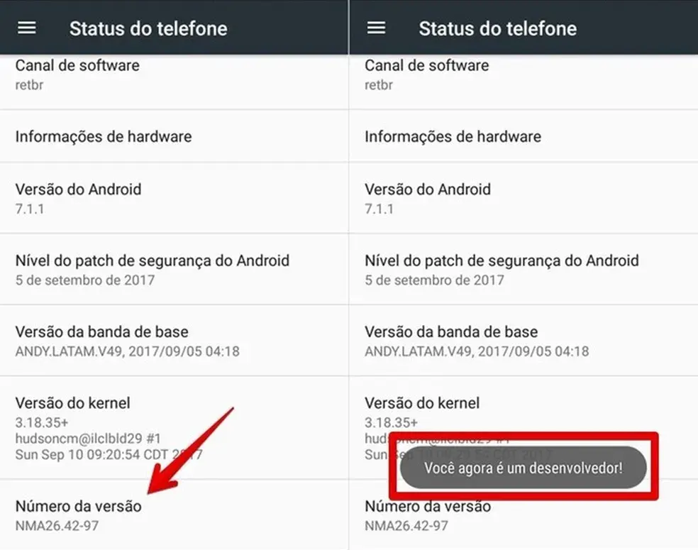 ativando modo desenvolvedor no android