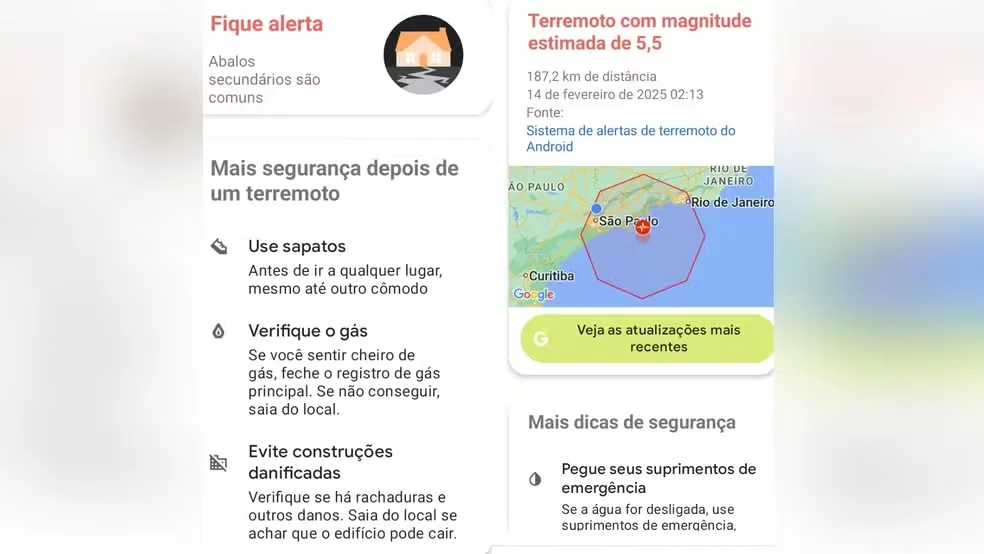 alerta de terremoto
