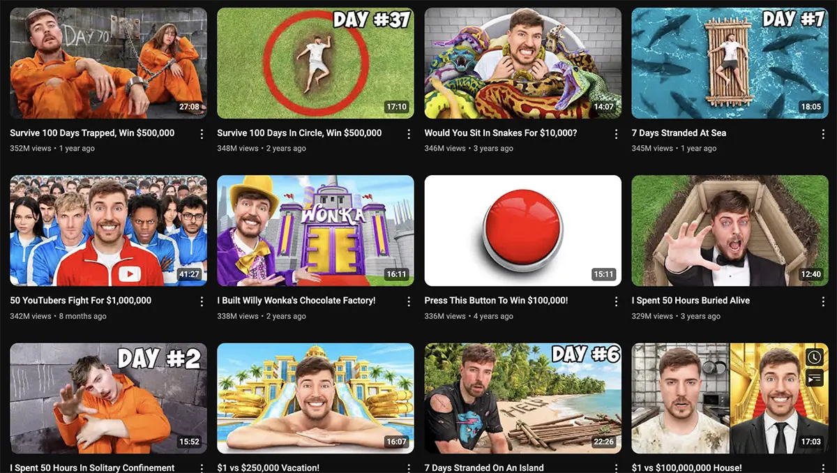 canal do MrBeast no youtube