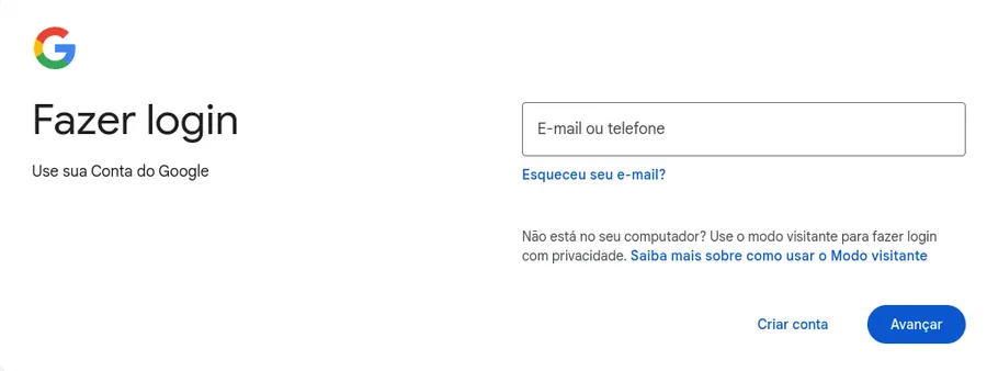 interface login google