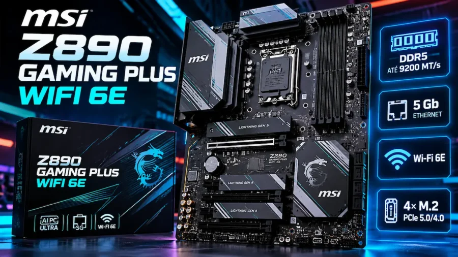 MSI anuncia Z890 Gaming Plus WiFi 6E com suporte a DDR5-9200 e rede Ethernet de 5 Gb